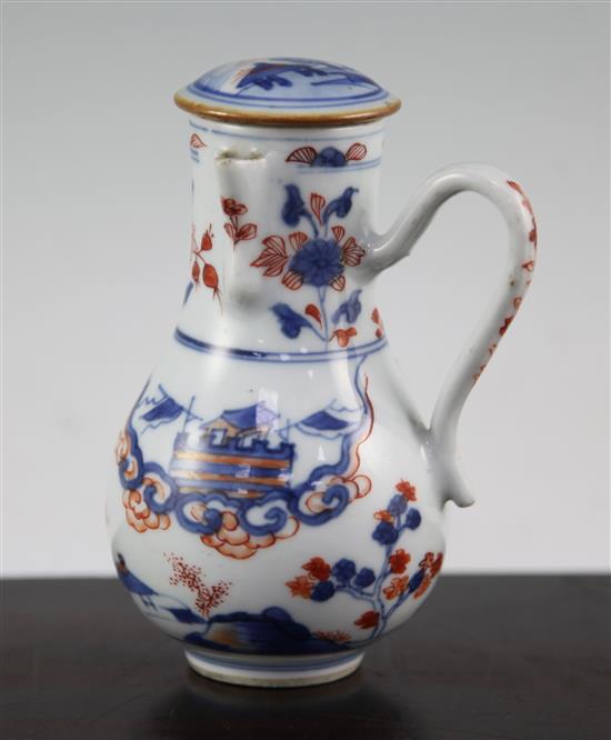 A Chinese Imari chocolate pot and cover, Kangxi period, 15cm.
